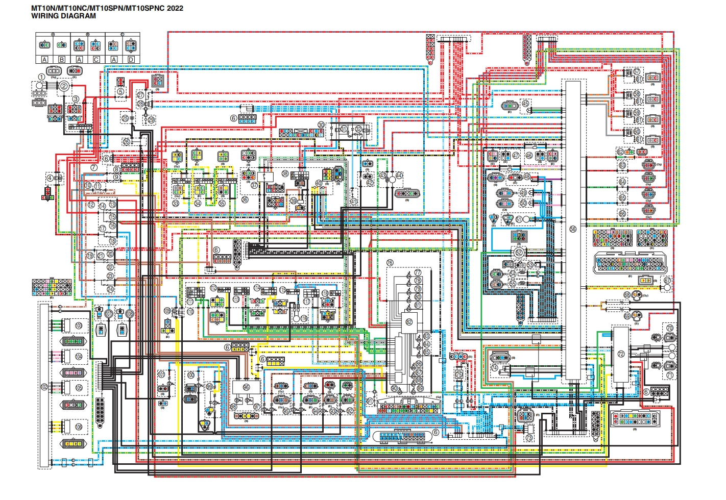 2022年雅馬哈MT10SP維修參考資料(含英文原文與繁體譯文,含扭矩、電路、故障碼)