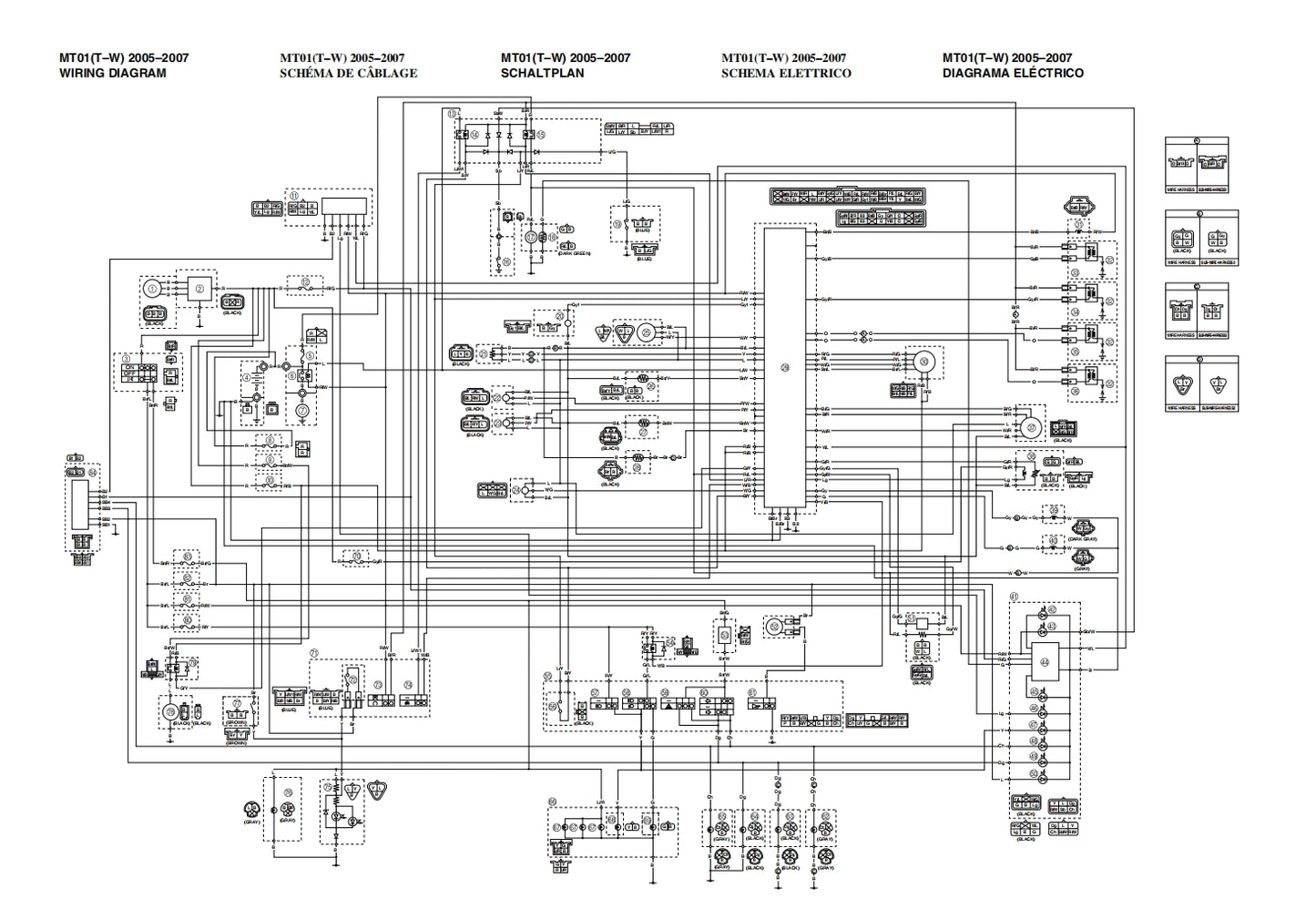 適用於2007雅馬哈MT01維修參考資料(含英文原文與繁體譯文,含扭矩、電路、故障碼)