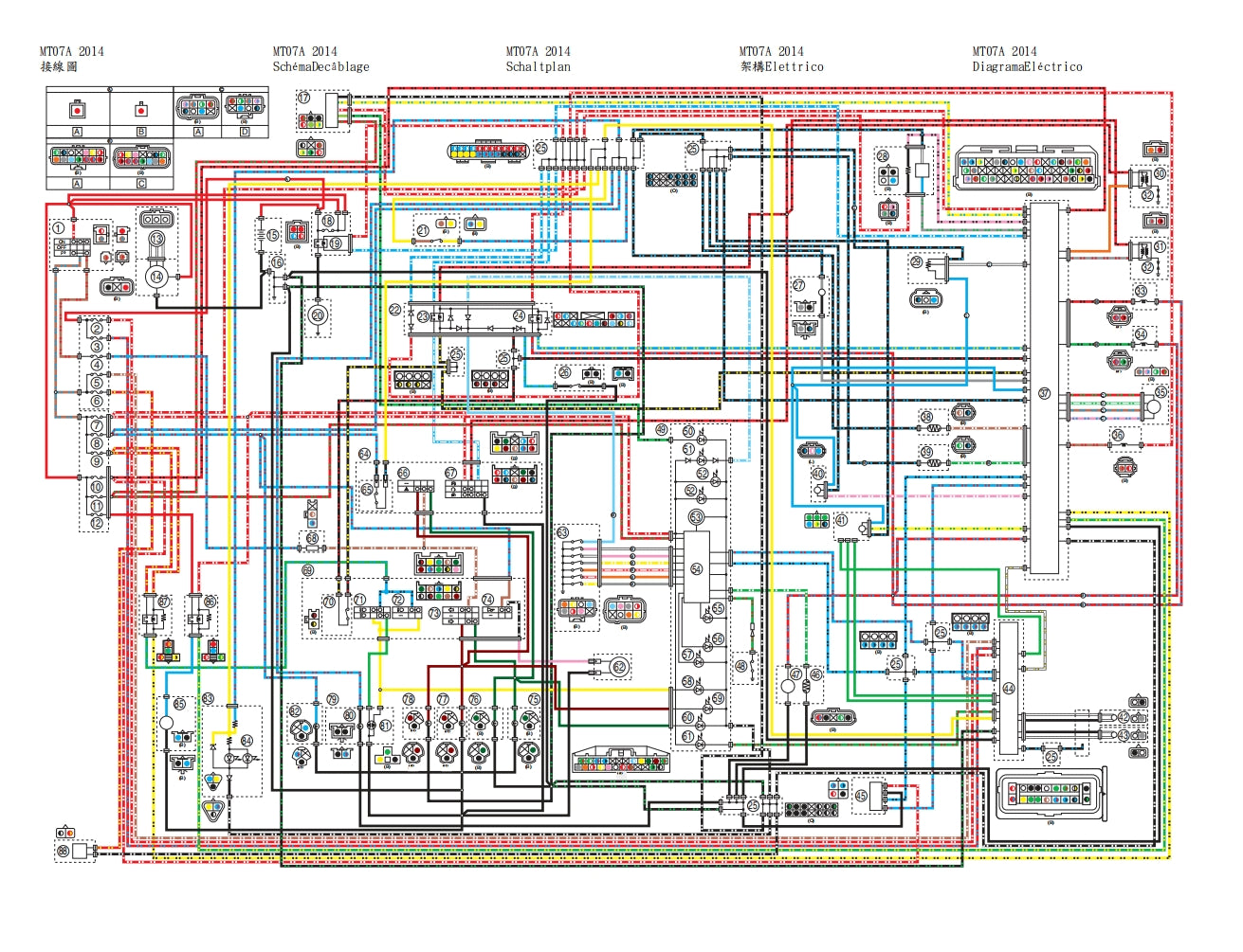 適用於2014年雅馬哈MT07維修參考資料(含英文原文與繁體譯文,含扭矩、電路、故障碼)