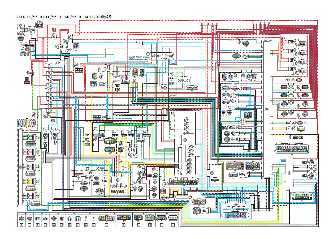 適用於2020年雅馬哈R1維修參考資料(含英文原文與繁體譯文,含扭矩、電路、故障碼)