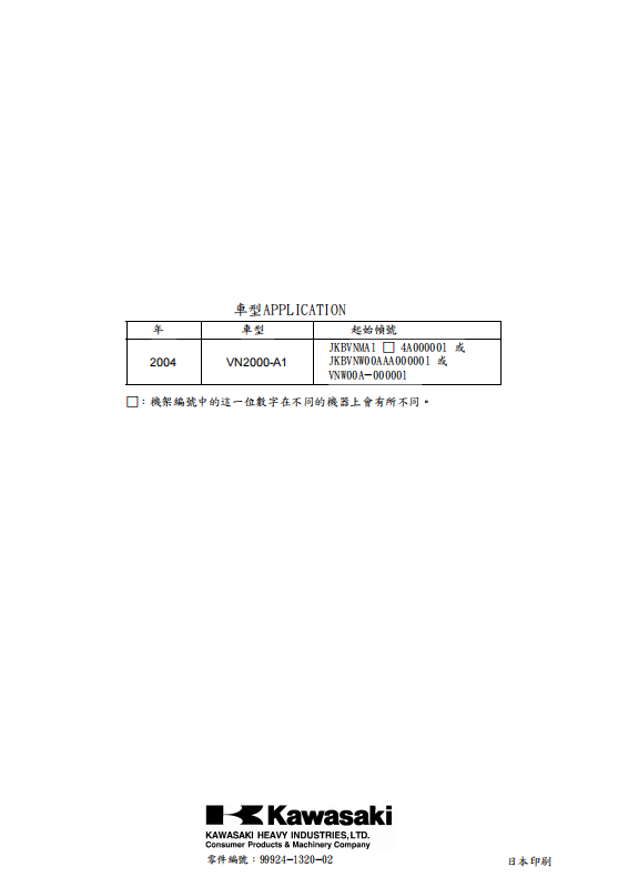 2004川崎 VN2000維修手冊 PDF(英文+繁體)|全車拆解圖|扭力規格|原廠維修資料與 DIY 保養指南