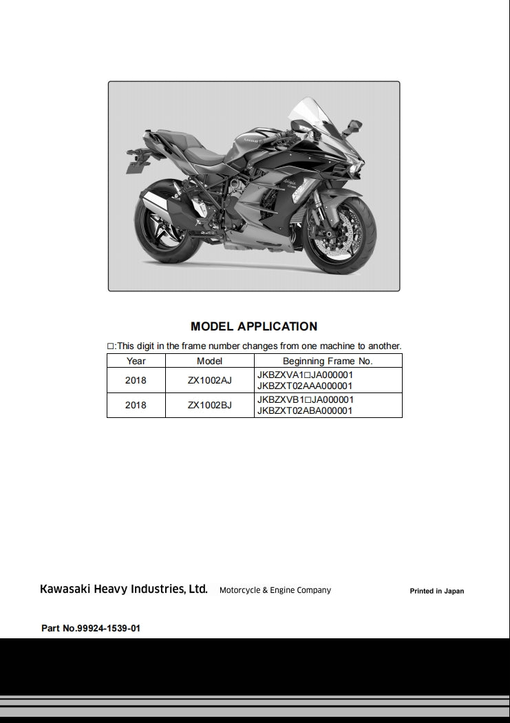 適用於2018 kawasaki h2sx service manual Vehicle parts disassembly diagram fault code query vehicle torque data and circuit diagram
