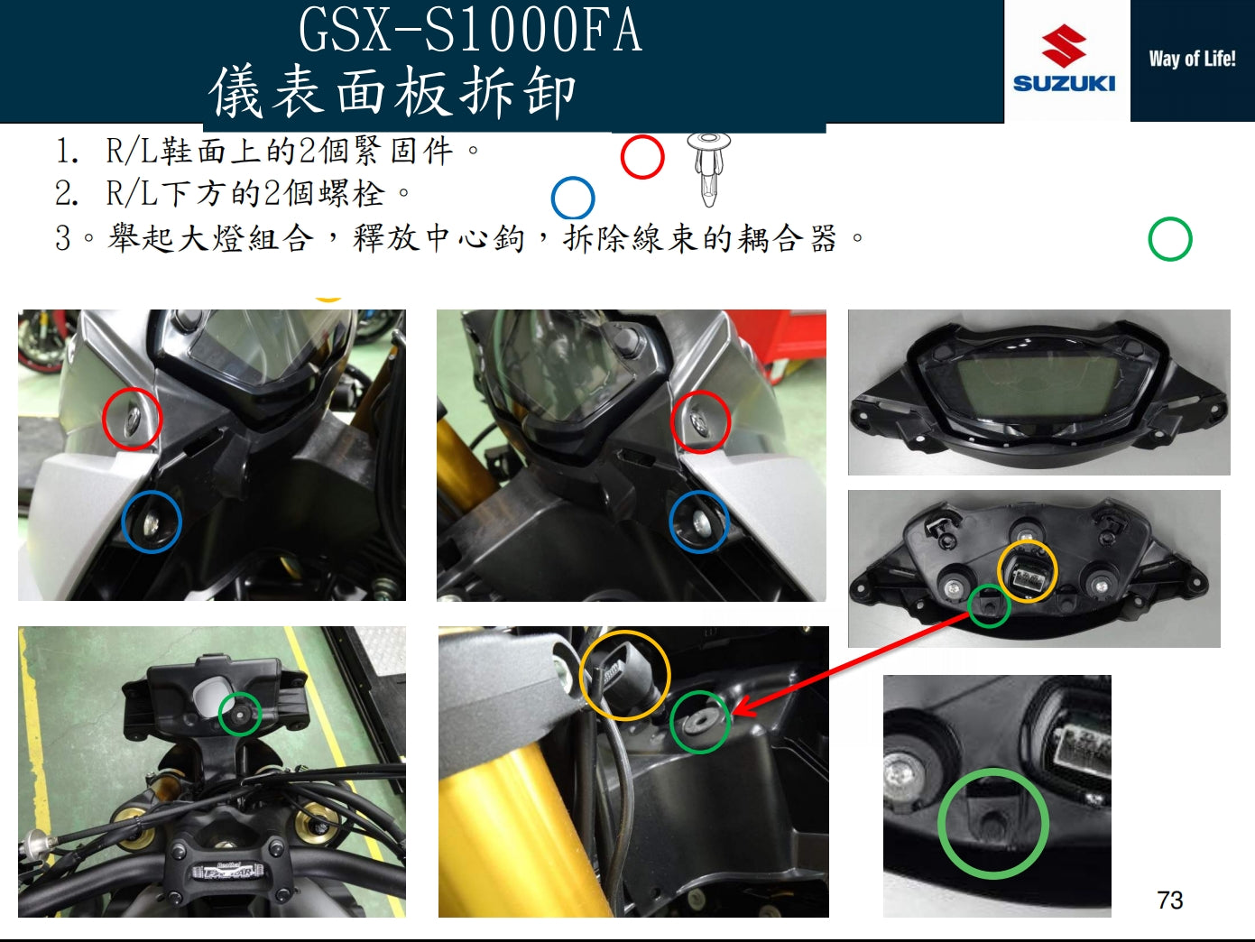 適用於2015-2018鈴木GSX-S1000維修參考資料(含英文原文與繁體譯文,含扭矩、電路、故障碼)