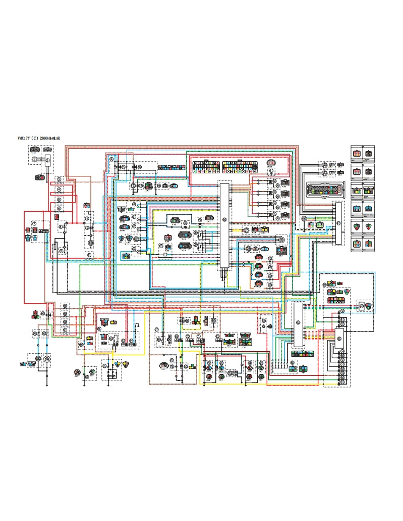 適用於2009年雅馬哈VMAX1700維修參考資料(含英文原文與繁體譯文,含扭矩、電路、故障碼)