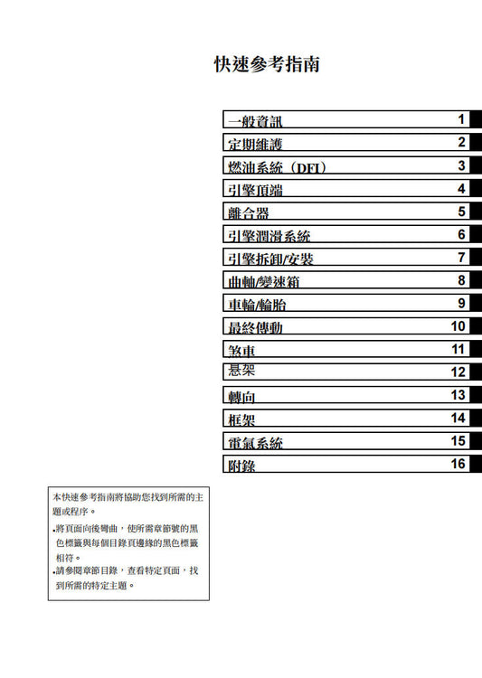 2011-2016年川崎W800維修手冊參考資料(含英文原文與繁體譯文,含扭矩、電路、故障碼)