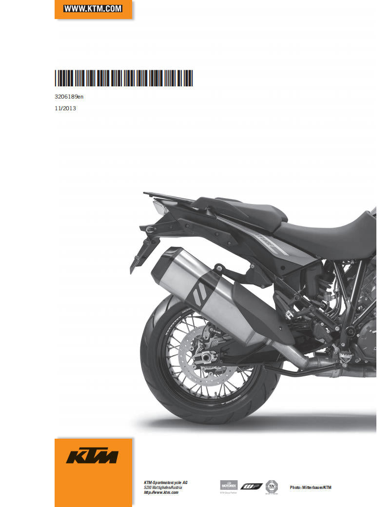適用於2014 KTM 1190 adv维修手冊 英文和简体中文全车线路图故障代码分析扭矩维修DIY工具
