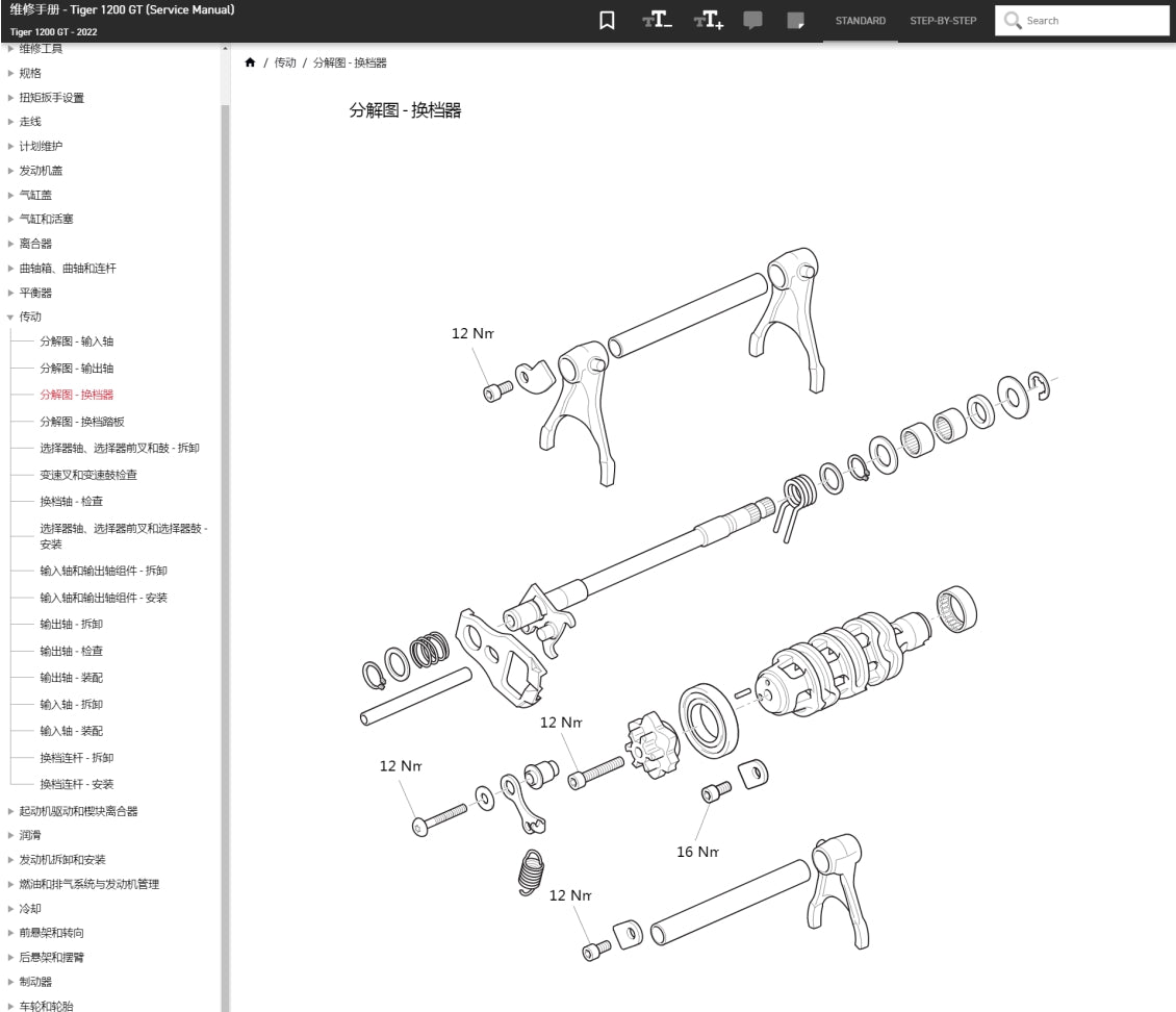 適用於Triumph 2022 凯旋 tiger 1200GT service manual 维修資料简体中文全车线路图故障代码分析扭矩维修DIY工具