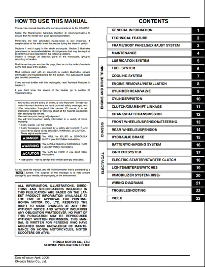 適用於2006 honda CB400SFIII_3 Serice Manual 维修資料 英文和简体中文全车线路图故障代码分析扭矩维修DIY工具