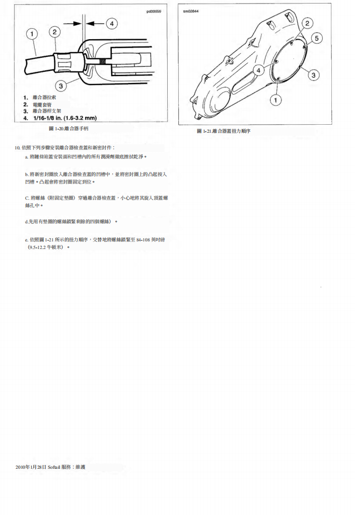 2010 Harley-Davidson Softail維修手冊 PDF（英文＋繁體）｜全車拆解圖｜扭力規格｜原廠維修資料與 DIY 保養指南