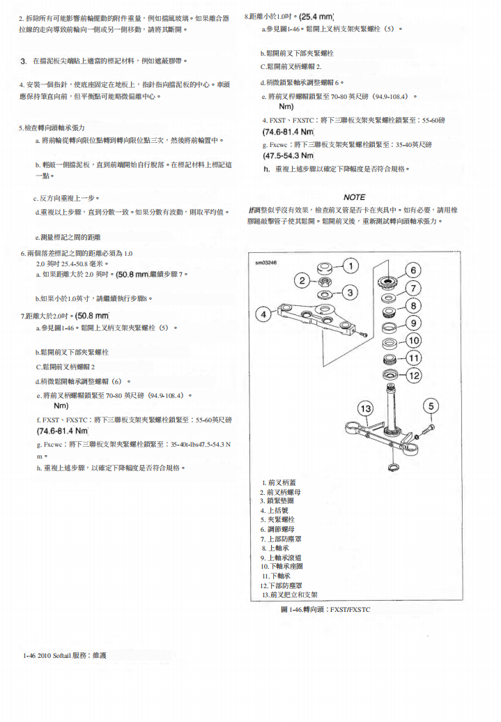 2010 Harley-Davidson Softail維修手冊 PDF（英文＋繁體）｜全車拆解圖｜扭力規格｜原廠維修資料與 DIY 保養指南