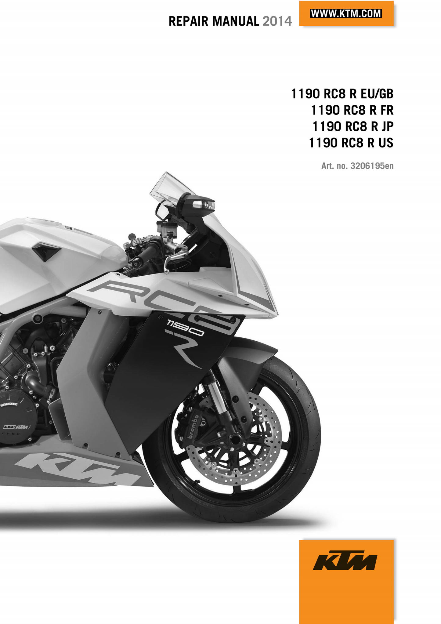 適用於2014 KTM 1190 RC8 service manual 维修資料 英文和简体中文全车线路图故障代码分析扭矩维修DIY工具