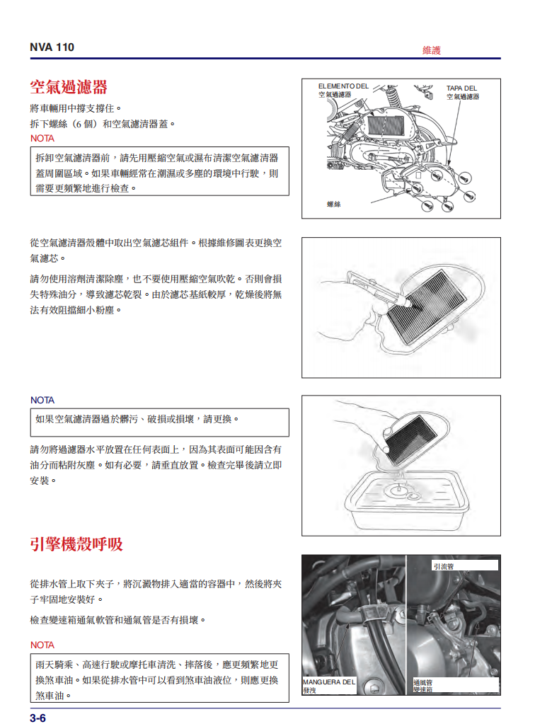 HONDA 2016-2021  Nva110維修手冊 PDF（西班牙語＋繁體）｜全車拆解圖｜扭力規格｜原廠維修資料與 DIY 保養指南