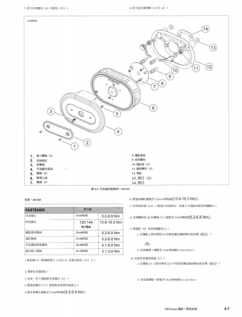 2016 Harley-Davidson DYNA維修手冊 PDF（英文＋繁體）｜全車拆解圖｜扭力規格｜原廠維修資料與 DIY 保養指南