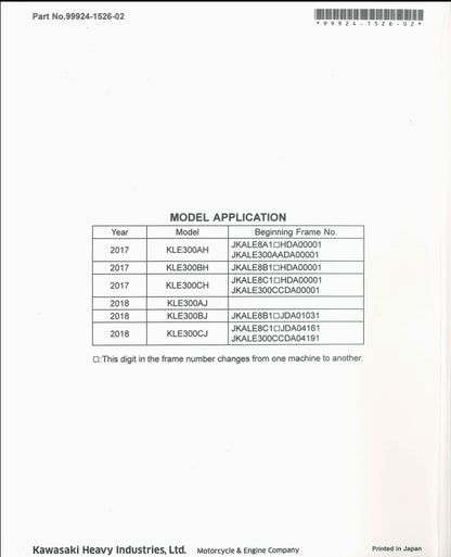 適用於2017 kawasaki Versys-X 300 service manual  维修資料 英文和简体中文全车线路图故障代码分析扭矩维修DIY工具