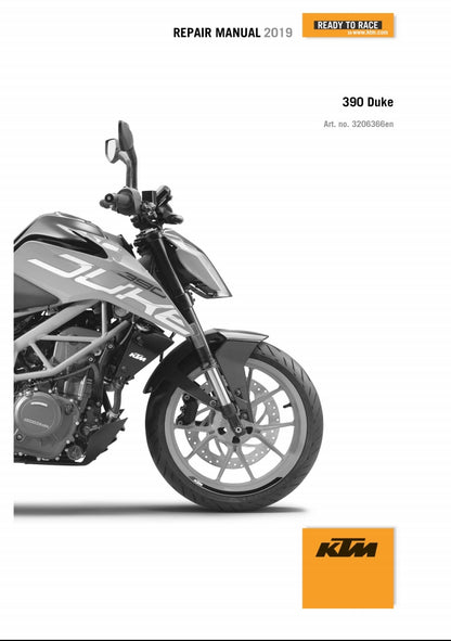 適用於2019 KTM 390Duke  service manual 维修資料 英文和简体中文全车线路图故障代码分析扭矩维修DIY工具