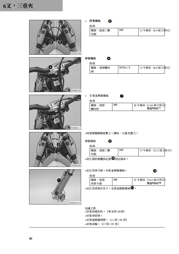 2020 450SX-F-XC-F维修手册 PDF｜繁體中文＋故障代码解析＋全车扭矩表｜摩托车维修DIY工具资料