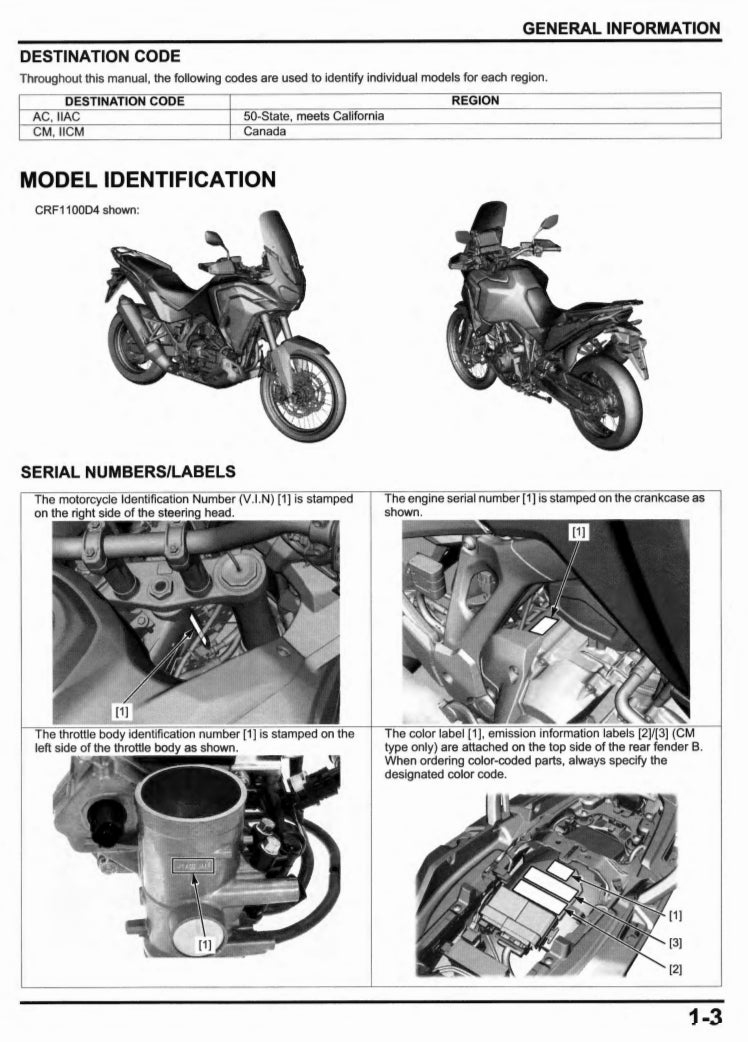 適用於2020 Honda CRF1100 service manual 维修資料 英文和简体中文全车线路图故障代码分析扭矩维修DIY工具