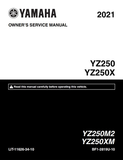 適用於2021 Yamaha yz250 yz250x service manual 维修資料 英文和简体中文全车线路图故障代码分析扭矩维修DIY工具