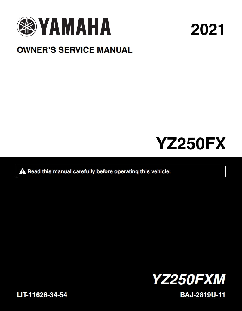 適用於2021 Yamaha yz250fx service manual 维修資料 英文和简体中文全车线路图故障代码分析扭矩维修DIY工具