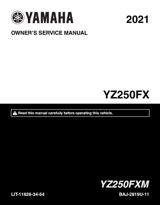 適用於2021 Yamaha yz250fx service manual 维修資料 英文和简体中文全车线路图故障代码分析扭矩维修DIY工具