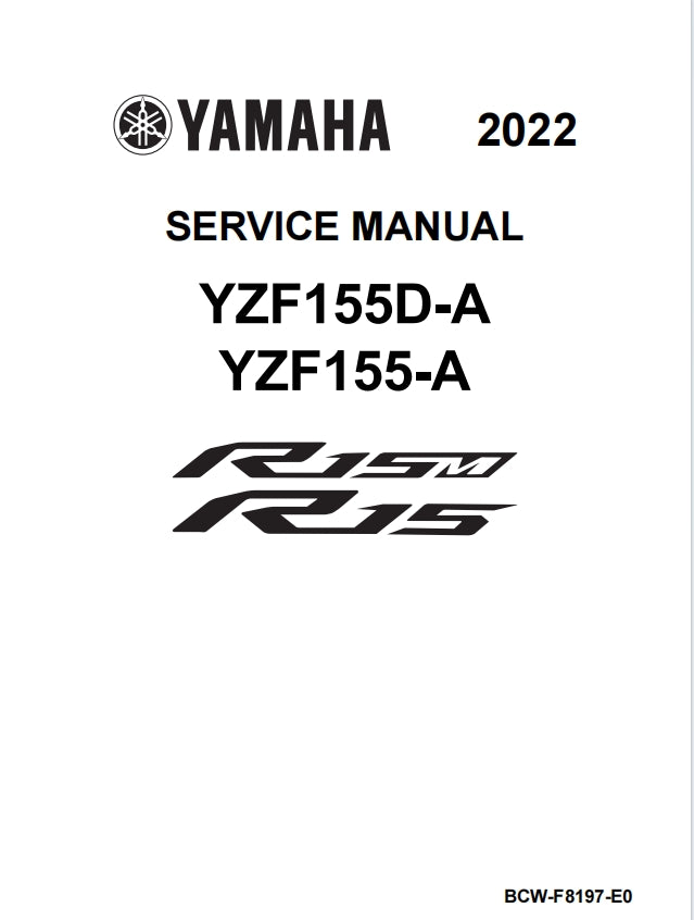 適用於Yamaha 2022 YZF-R15 155D-A service manual 维修資料 英文和简体中文全车线路图故障代码分析扭矩维修DIY工具