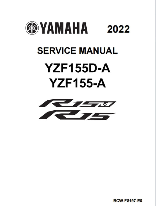 適用於Yamaha 2022 YZF-R15 155D-A service manual 维修資料 英文和简体中文全车线路图故障代码分析扭矩维修DIY工具