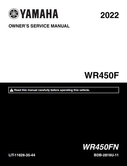 適用於2022 Yamaha WR450F service manual 维修資料 英文和简体中文全车线路图故障代码分析扭矩维修DIY工具