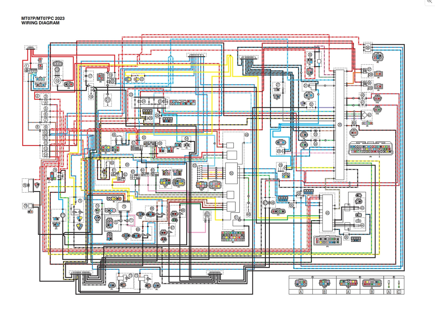 適用於2023 YAMAHA MT07 service manual 维修資料 英文和简体中文全车线路图故障代码分析扭矩维修DIY工具
