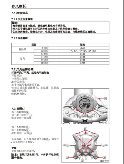適用於春风 2020楚留香700clx 维修資料全车线路图零件扭矩表摩托车维修工具