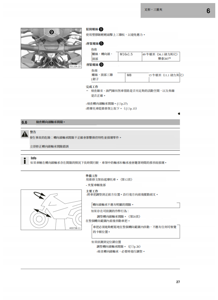 2019ktm250DUKE維修手冊參考資料（含英文原文與繁體譯文，含扭矩、電路、故障碼）