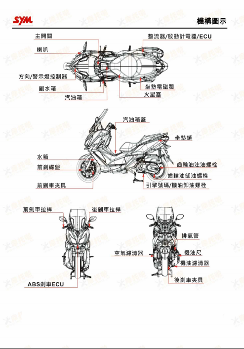 三陽 SYM Cruisym300 LV30W維修手冊參考資料（官方繁體，含扭矩、拆解圖、電路圖）