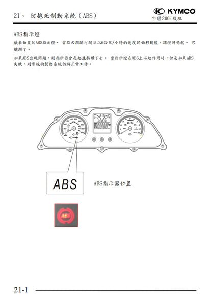 適用於2010光陽downtown 300i ABS維修參考資料（含英文原文與繁體譯文，含扭矩、電路、故障碼）