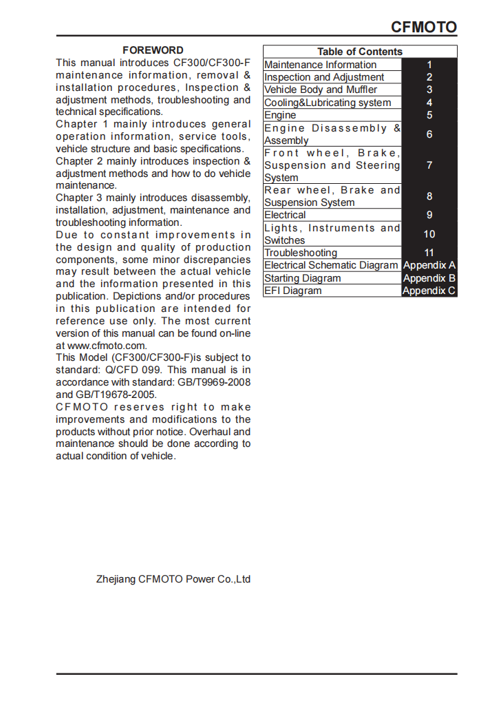 2020 CFMOTO 300NK service manual repair manual workshop manual wiring diagram PDF download