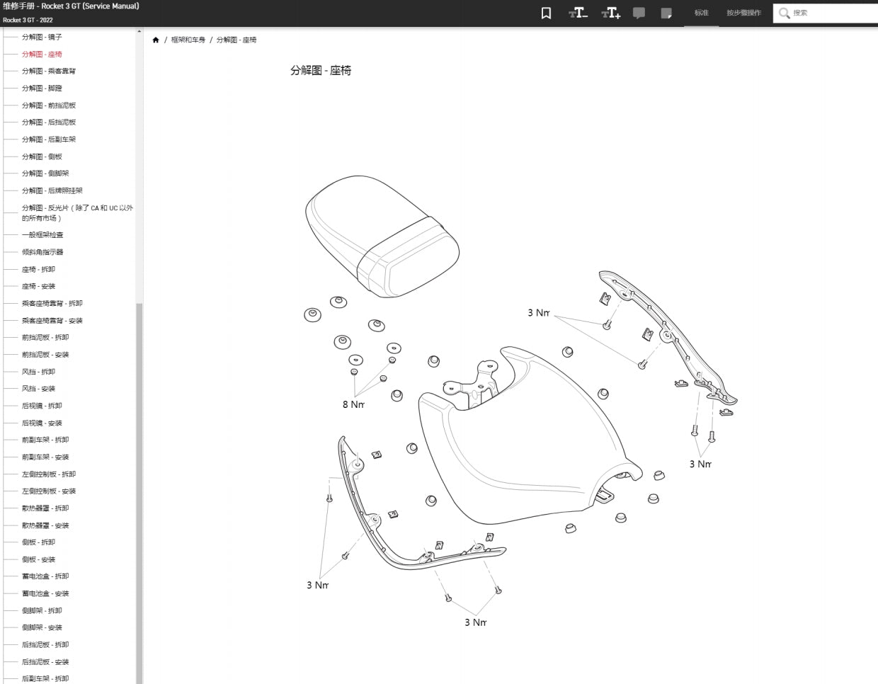 適用於2020-2023 Triumph ROCKET 3GT 凯旋火箭3GT service manual 维修資料简体中文全车线路图故障代码分析扭矩维修DIY工具