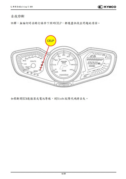 適用於光陽 賽艇 Xciting S400維修參考資料（含英文原文與繁體譯文，含扭矩、電路、故障碼）