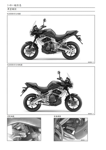2010-2011川崎VERSYS KLE650維修參考資料（含英文原文與繁體譯文，含扭矩、電路、故障碼）