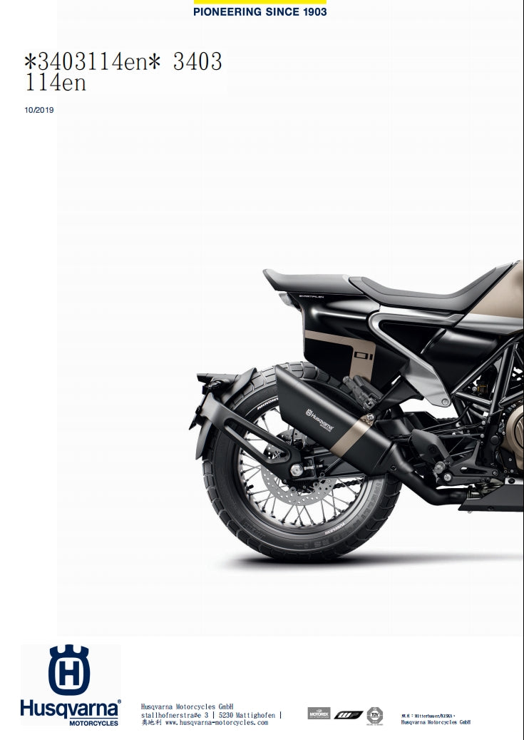 2020 Husqvarna Svartpilen 701維修參考資料（含英文原文與繁體譯文，含扭矩、電路、故障碼）