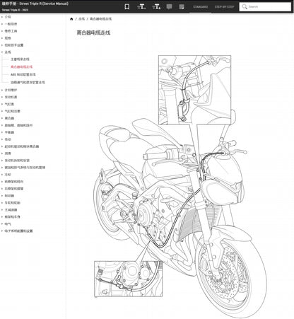 適用於2021-2023 Triumph 765 Street Triple R 凯旋维修資料简体中文全车线路图故障代码分析扭矩维修DIY工具