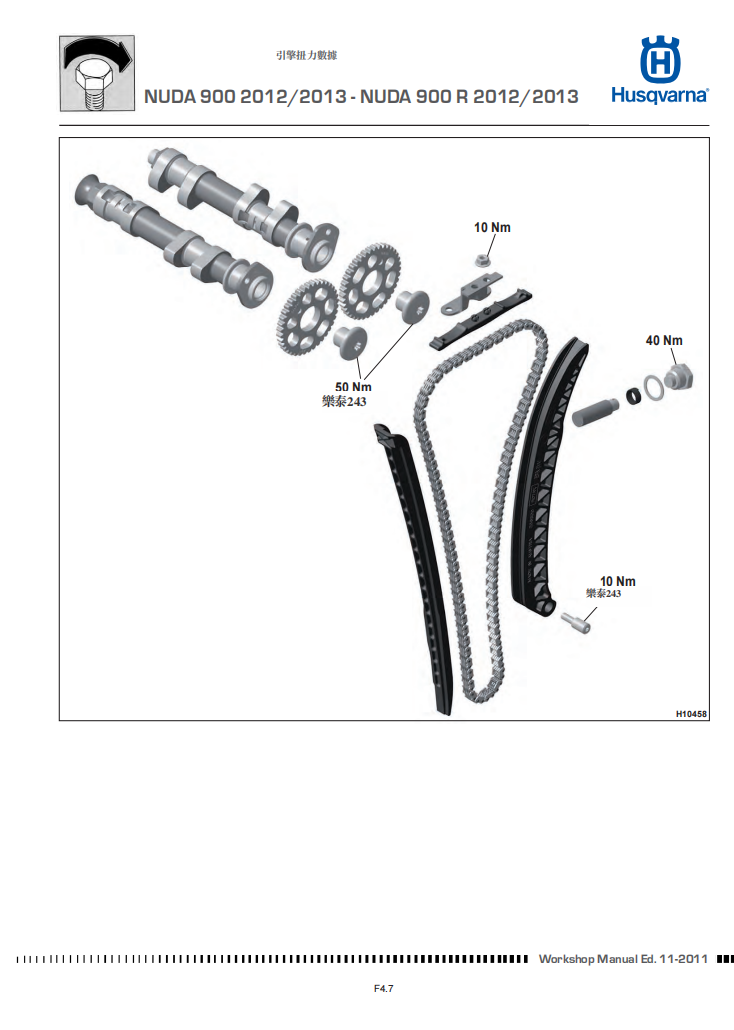 2012-husvarna-nuda-900r維修手冊 PDF（英文＋繁體）｜全車拆解圖｜扭力規格｜原廠維修資料與 DIY 保養指南