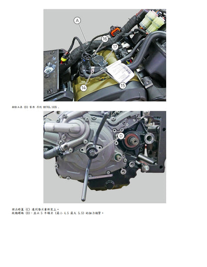 適用於2022-2023Monster怪獸937維修參考資料（含英文原文與繁體譯文，含扭矩、電路、故障碼）