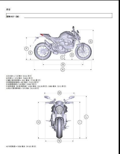 適用於2022-2023Monster怪兽937維修參考資料（含英文原文與繁體譯文，含扭矩、電路、故障碼）
