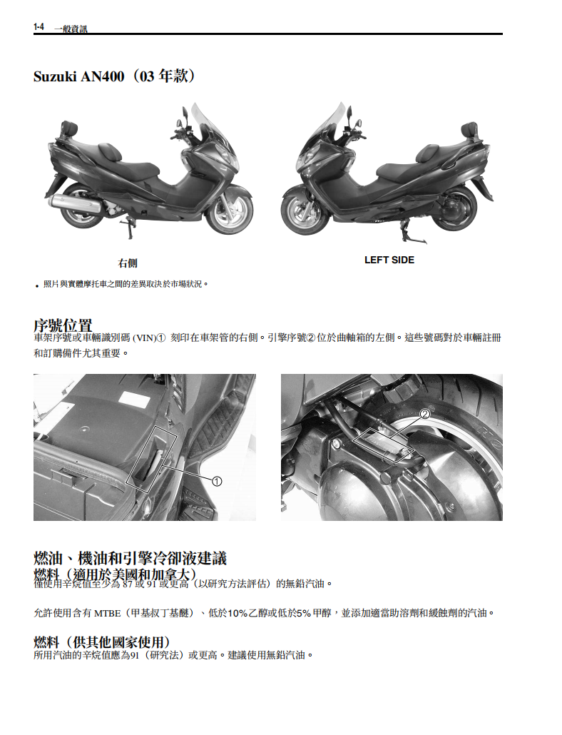 2003 鈴木AN400維修手冊 PDF（英文＋繁體）｜全車拆解圖｜扭力規格｜原廠維修資料與 DIY 保養指南