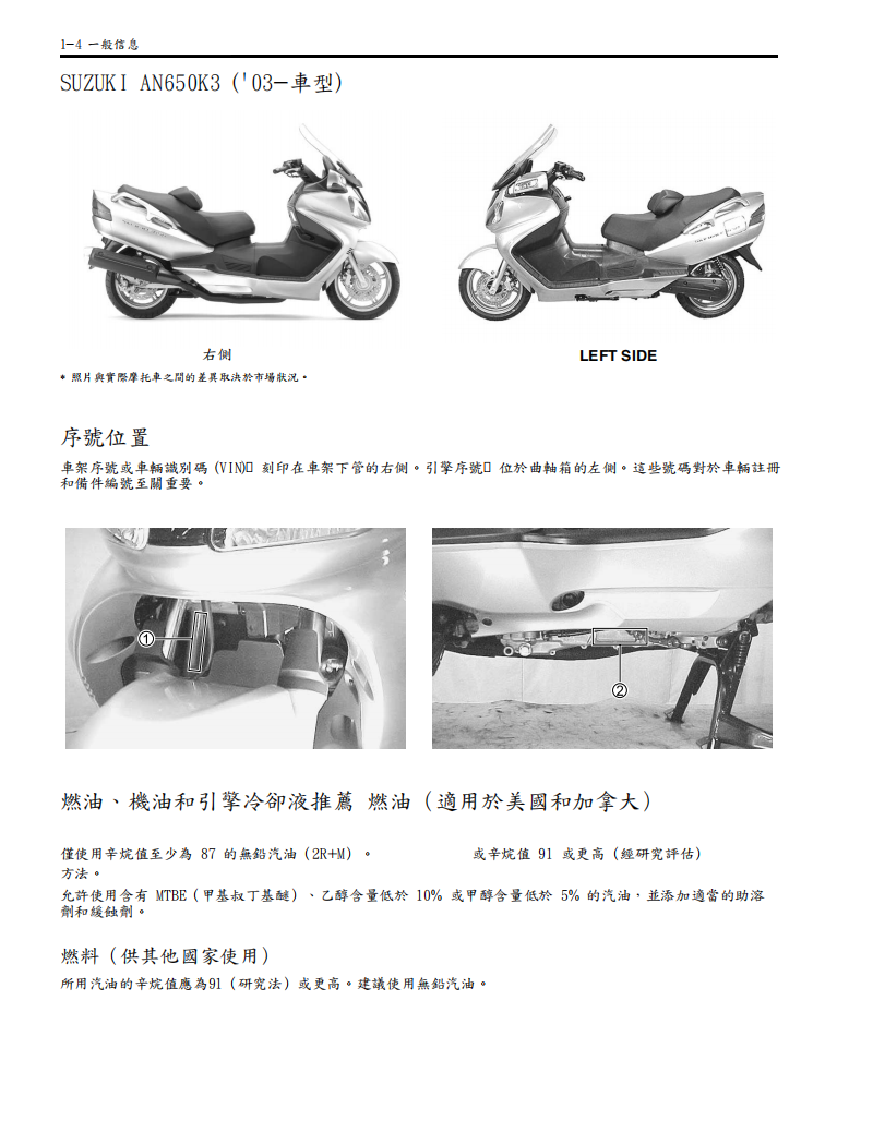 2003 鈴木 AN650維修手冊 PDF（英文＋繁體）｜全車拆解圖｜扭力規格｜原廠維修資料與 DIY 保養指南