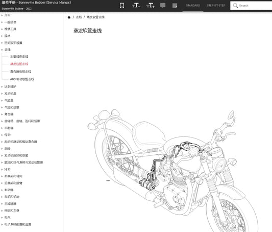 適用於2023 Triumph 凯旋  Bonneville Bobber 维修資料service manual 简体中文全车线路图故障代码分析扭矩维修DIY工具