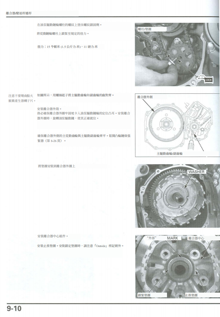 本田CB900F CB919維修手冊參考資料（含英文原文與繁體譯文，含扭矩、電路、故障碼）