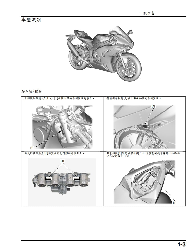 適用於2020-2023本田CBR1000RRR維修參考資料（含英文原文與繁體譯文，含扭矩、電路、故障碼）