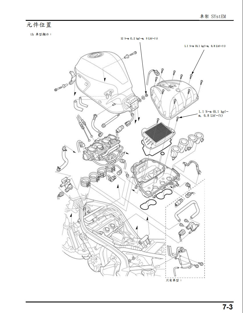 適用於2014年本田CB650F CBR650F維修參考資料（含英文原文與繁體譯文，含扭矩、電路、故障碼）