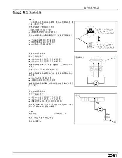 適用於2018年GL1800金翼維修參考資料（含英文原文與繁體譯文，含扭矩、電路、故障碼）