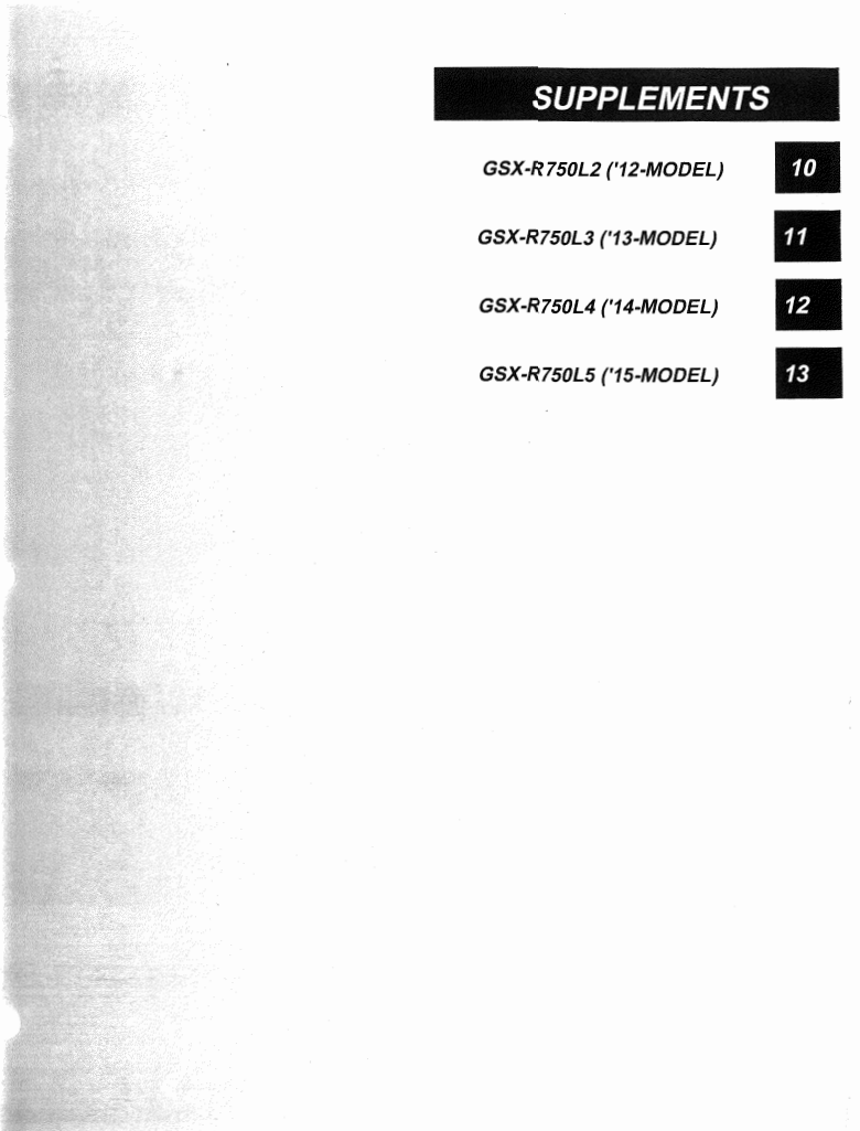 适用于 2012-2015 GSX-R750 铃木中 R 维修手册参考资料（含英文原文与繁体译文，含扭矩、电路、故障码）