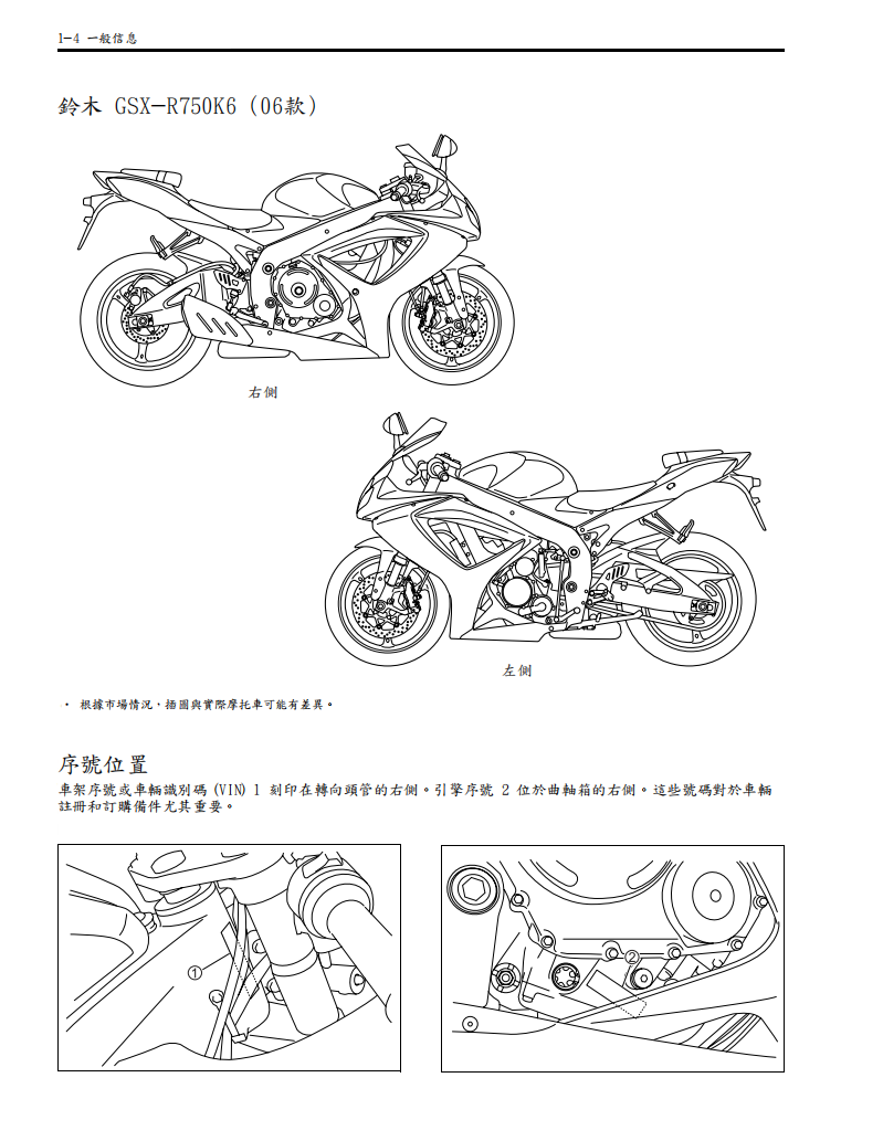 适用于 2006-2007 GSX-R750 铃木中 R 维修手册参考资料（含英文原文与繁体译文，含扭矩、电路、故障码）